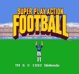 Super Play Action Football (USA) Title Screen